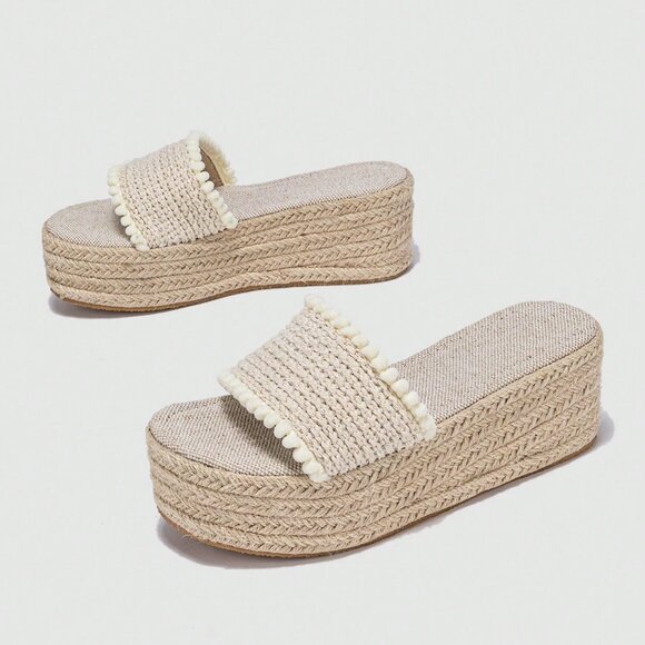 Beige Vacation Women's Boho Vacay platform Open Toe Sandals - Picture 2 of 6